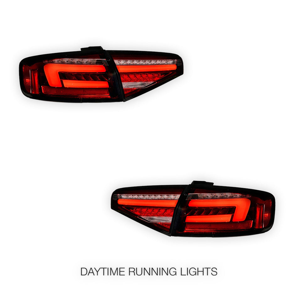 Audi A4 B8 (2012 - 2015) Clear Red Sequential 3D LED Stripe Tail Lights LH + RH