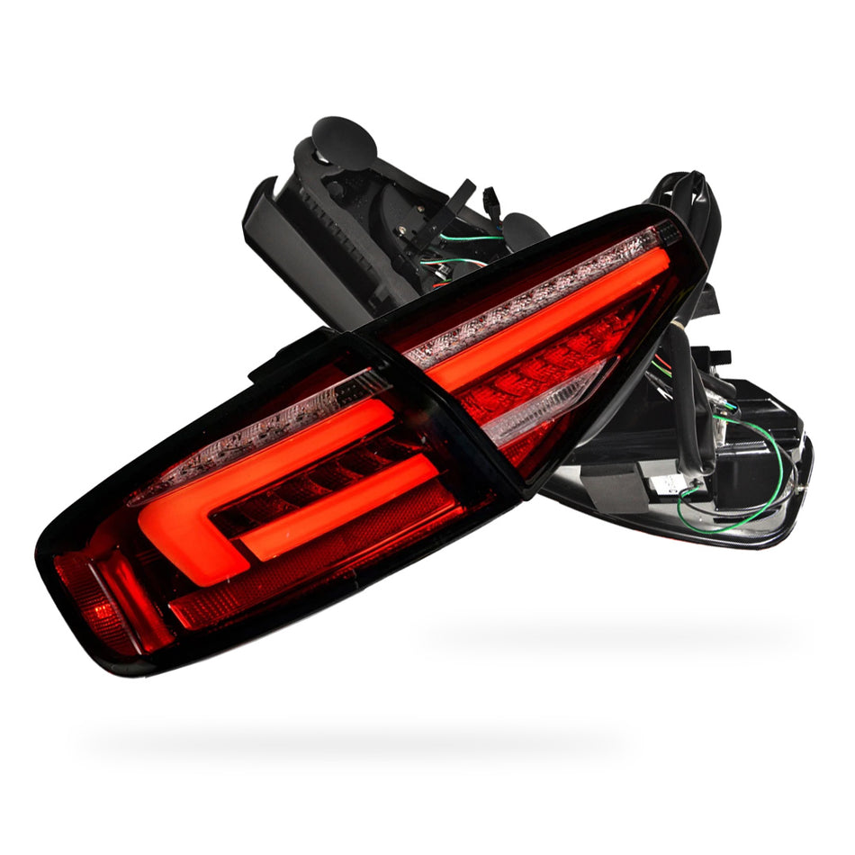 Audi S4 B8 (2012 - 2015) Clear Red Sequential 3D LED Stripe Tail Lights LH + RH