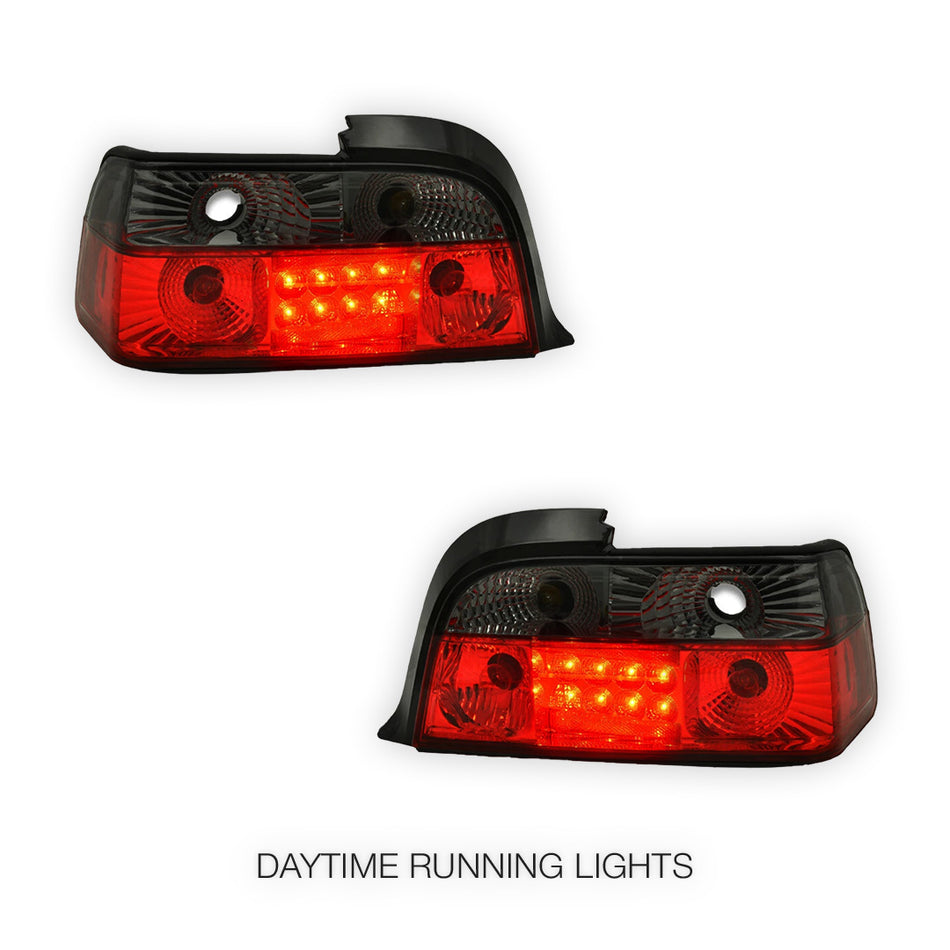 BMW 3 Series E36 (1991 - 1999) Smoked Red 3D LED Tail Lights LH + RH