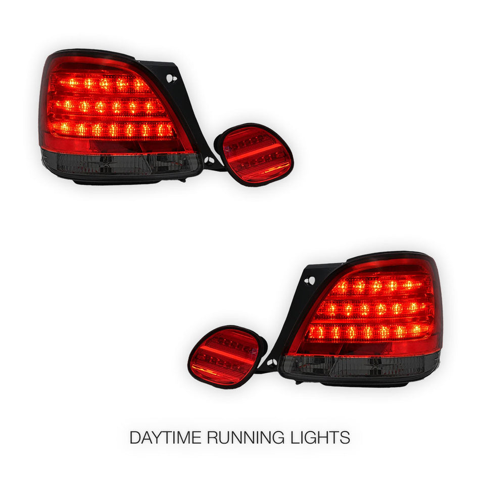 Lexus GS S160 (1998 - 2005) Smoked Red LED Tail Lights with Trunk Lights LH + RH