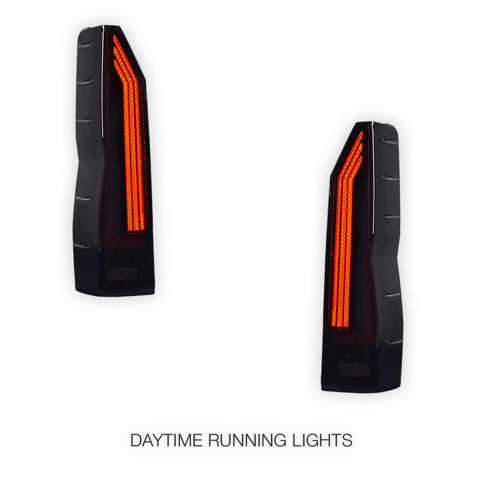 Toyota HiAce H300 (2020 - 2025) Smoked Black Sequential Full 3D LED Stripe Tail Lights LH + RH