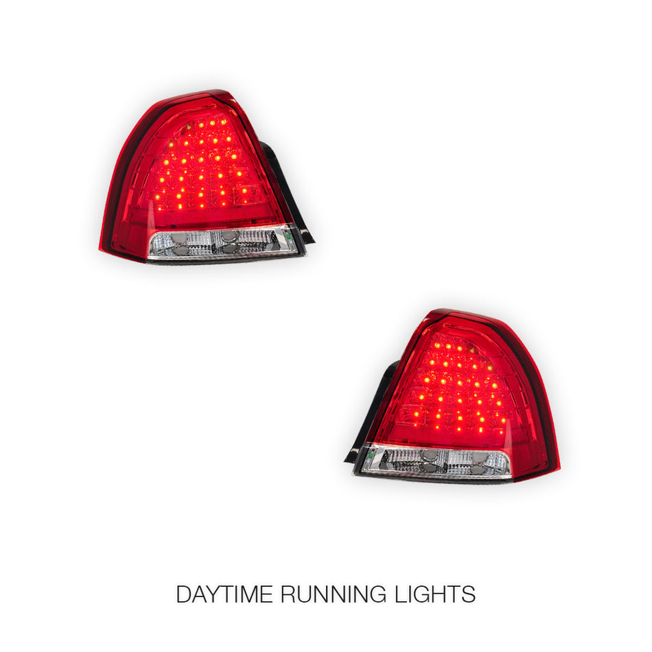Holden Statesman WM (2006 - 2010) Clear Red LED Tail Lights LH + RH