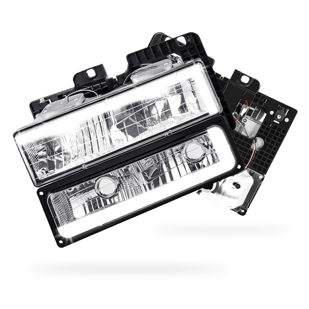 Chevrolet K3500 Cheyenne / Scottsdale / Silverado (1988 - 2000) C-LED DRL Replacement Headlights LH + RH