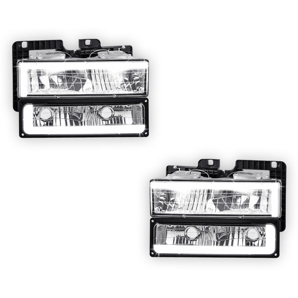 Chevrolet K3500 Cheyenne / Scottsdale / Silverado (1988 - 2000) C-LED DRL Replacement Headlights LH + RH