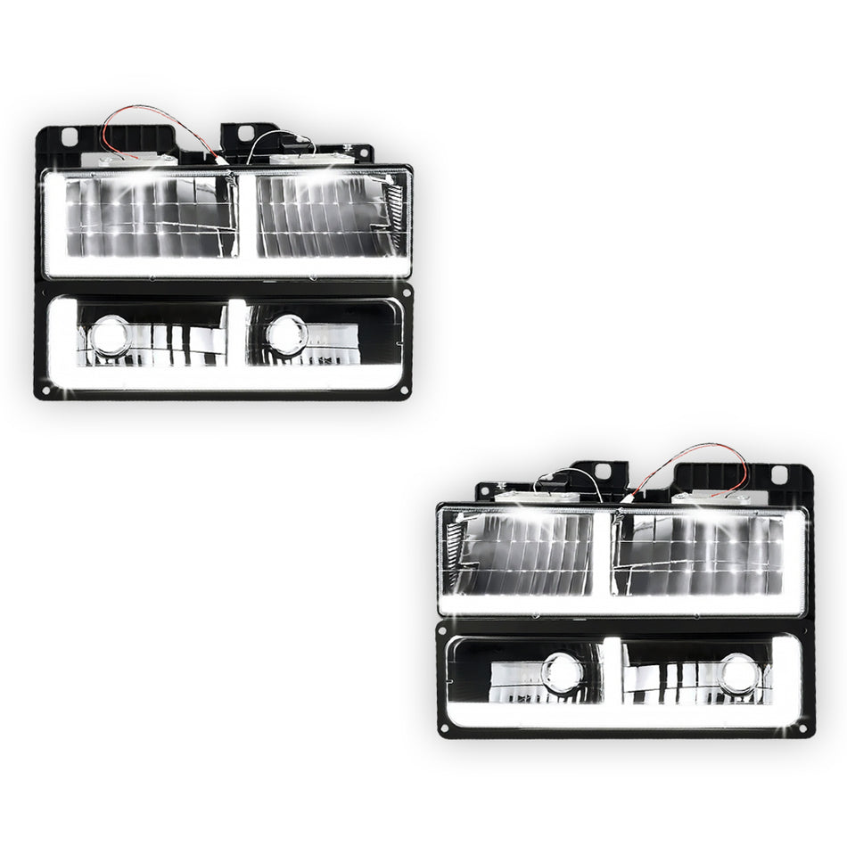 Chevrolet K3500 Cheyenne / Scottsdale / Silverado (1988 - 2000) F-LED DRL Replacement Headlights LH + RH
