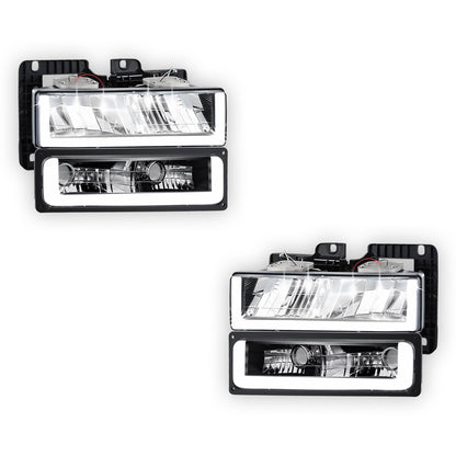 Chevrolet K3500 Cheyenne / Scottsdale / Silverado (1988 - 2000) U-LED DRL Replacement Headlights LH + RH