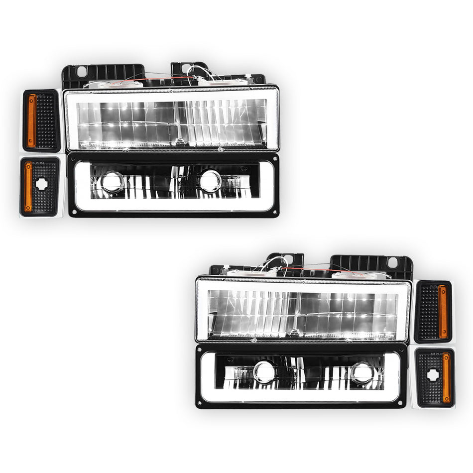 Chevrolet K3500 Cheyenne / Silverado (1988 - 1993) Square-LED DRL Replacement Headlights LH + RH