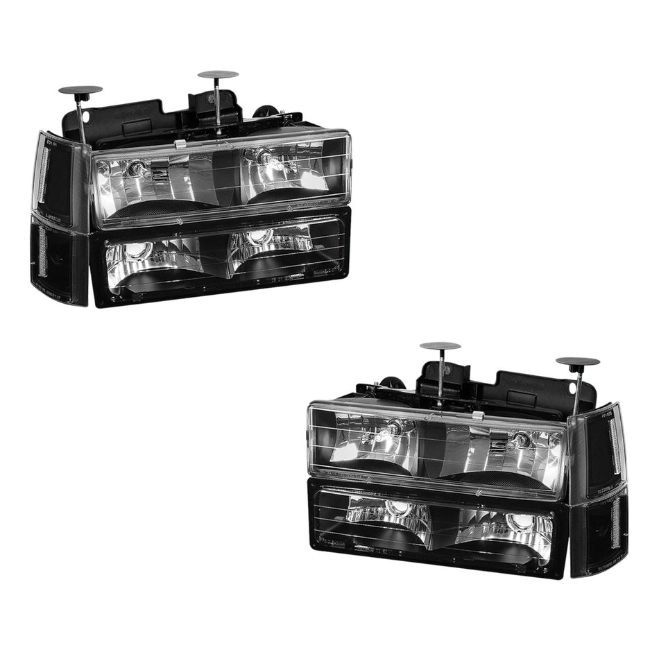 GMC K3500 SLE / SLT (1994 - 2000) Replacement Headlights and Bumper Lights LH + RH