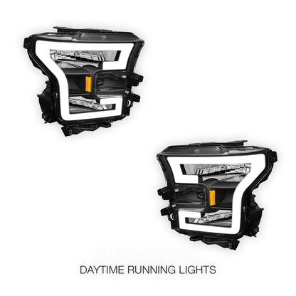 Ford F-150 (2015 - 2017) 3D LED DRL Tube Running Light Bar Headlights LH + RH