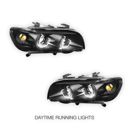 BMW X5 E53 Pre-Facelift (2000 - 2003) Black / Chrome LED 3D RGB Ange Eyes Headlights LH + RH
