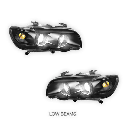 BMW X5 E53 Pre-Facelift (2000 - 2003) Black / Chrome LED 3D RGB Ange Eyes Headlights LH + RH