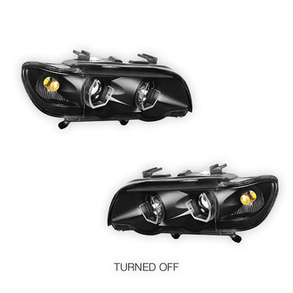 BMW X5 E53 Pre-Facelift (2000 - 2003) Black / Chrome LED 3D RGB Ange Eyes Headlights LH + RH