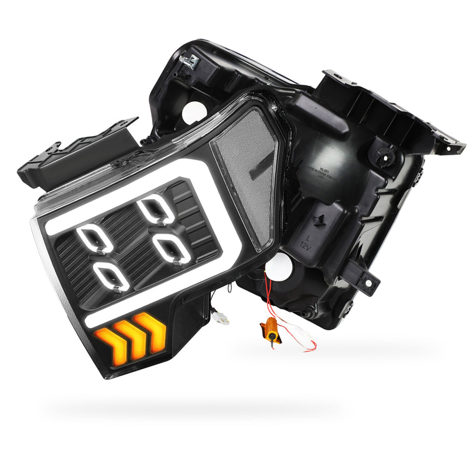 Ford F-150 (2009 - 2014) LED DRL Signal Quad Projector Headlights LH + RH