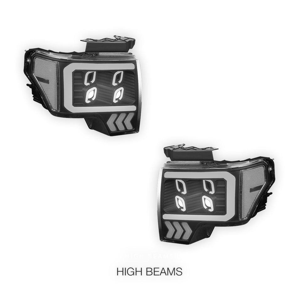 Ford F-150 (2009 - 2014) LED DRL Signal Quad Projector Headlights LH + RH