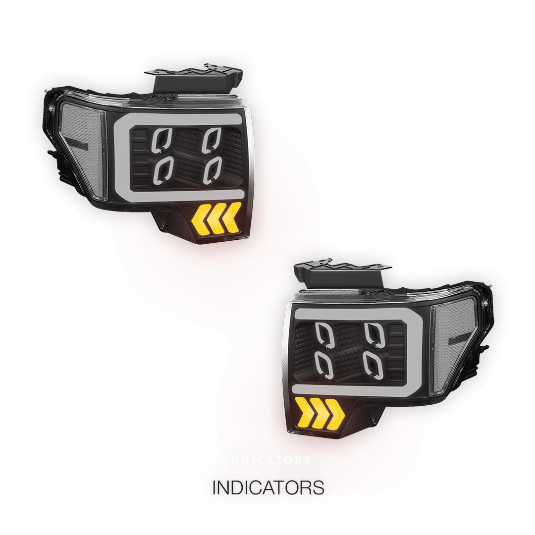 Ford F-150 (2009 - 2014) LED DRL Signal Quad Projector Headlights LH + RH