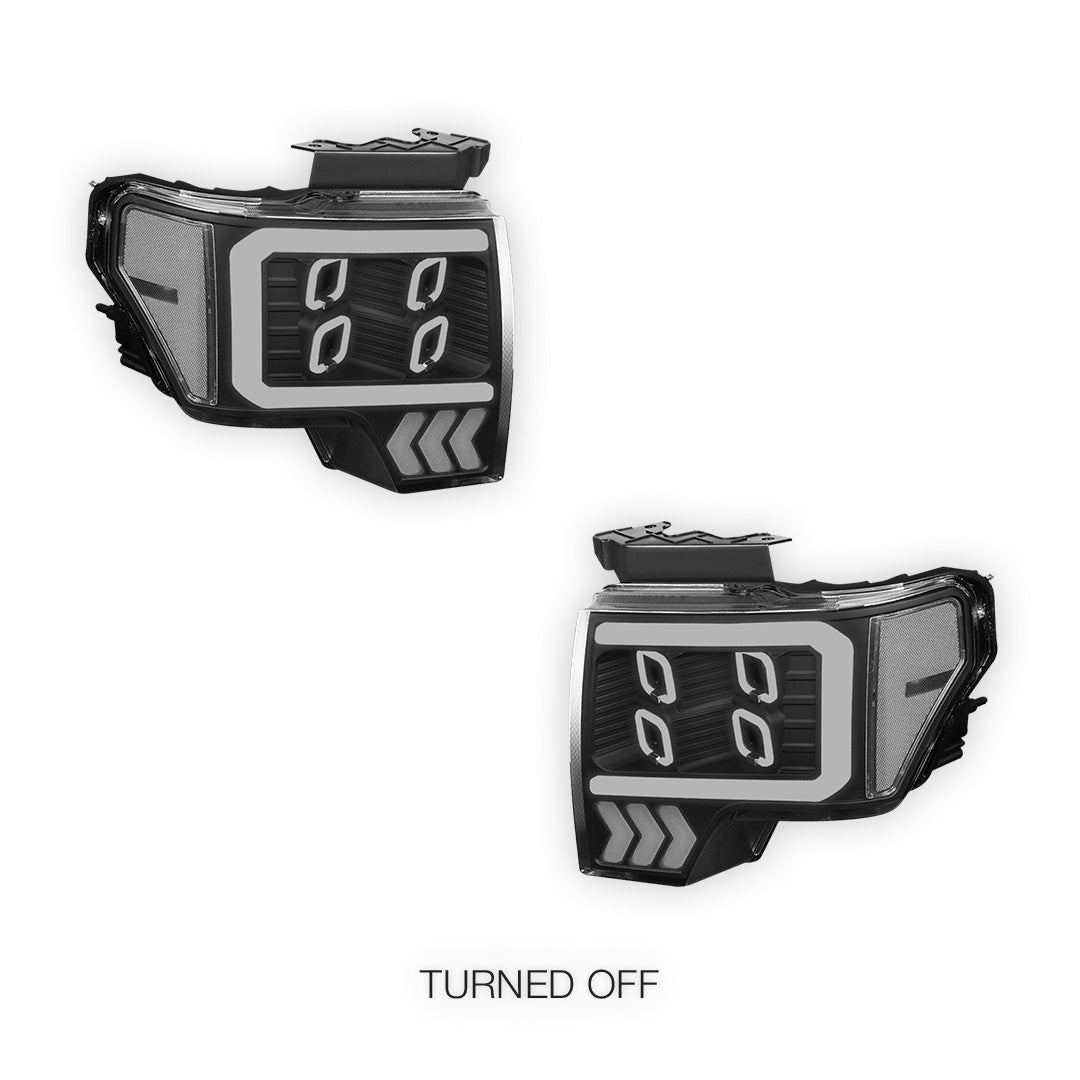 Ford F-150 (2009 - 2014) LED DRL Signal Quad Projector Headlights LH + RH