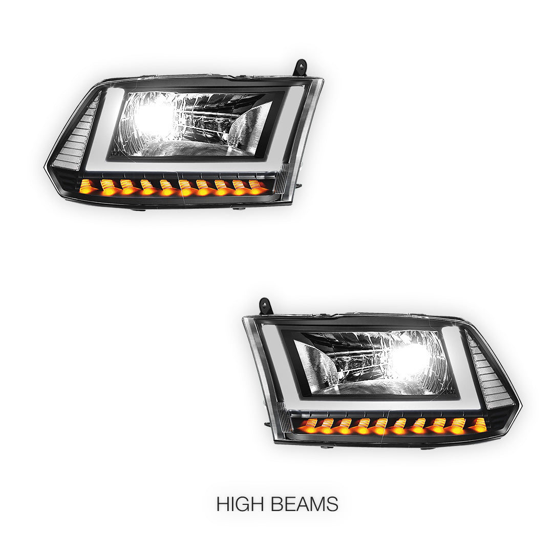 Dodge RAM 2500 (2010) U-LED DRL Sequential Signal Headlights LH + RH