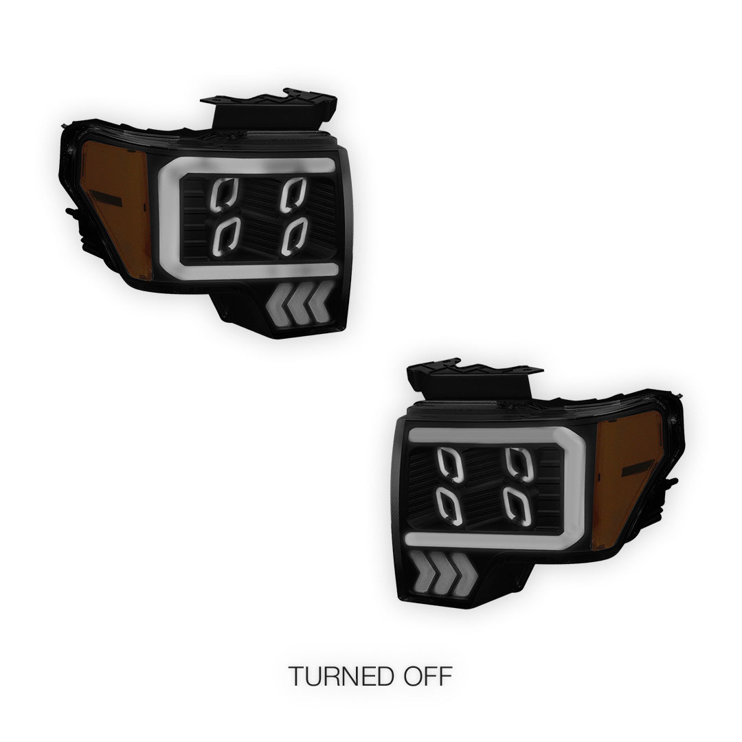 Ford F-150 (2009 - 2014) LED DRL Signal Quad Projector Headlights LH + RH