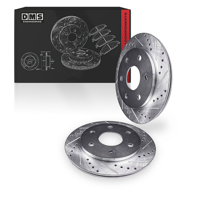 Cadillac Escalade Denali / SLE / SLT (2002 - 2006) Front and Rear Drilled & Slotted Brake Rotors and Brake Pads LH + RH