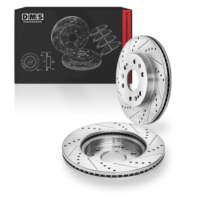 Cadillac Escalade Luxury / Premium / Platinum (2008 - 2020) Front and Rear Drilled and Slotted Brake Rotors and Brake Pads LH + RH