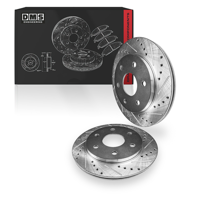 Cadillac Escalade Luxury / Premium / Platinum (2008 - 2020) Front and Rear Drilled and Slotted Brake Rotors and Brake Pads LH + RH