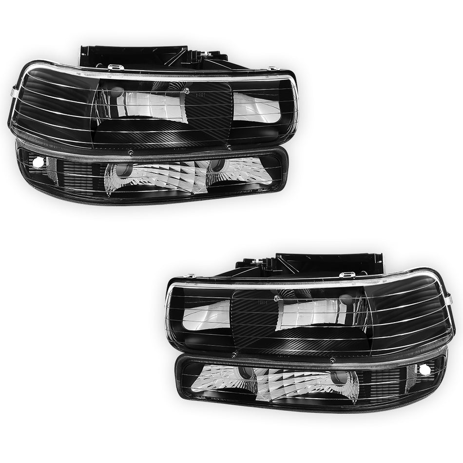 Chevrolet Silverado 1500 LS / LT / Z66 (1999 - 2002) Replacement Headlights and Bumper Lights LH + RH