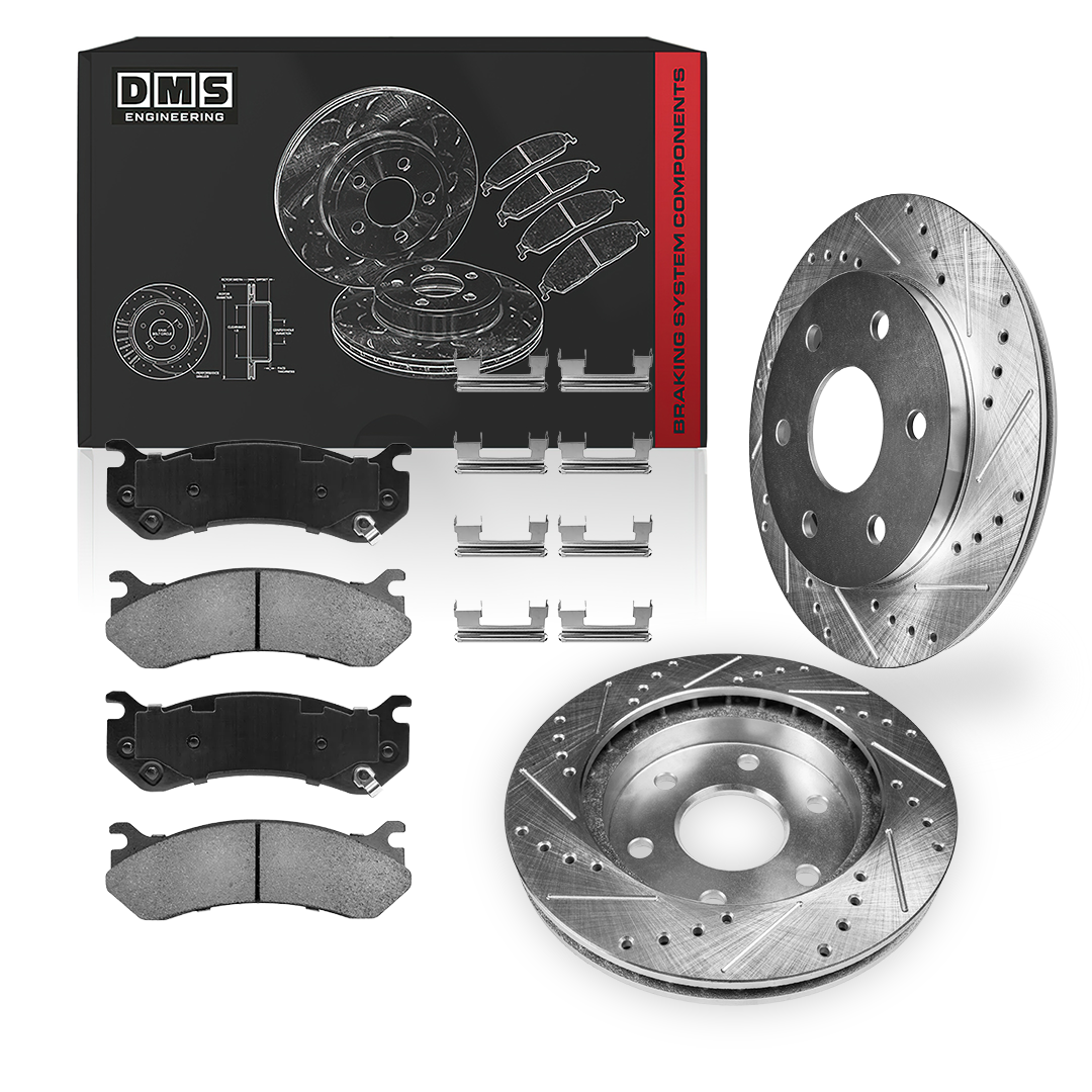 Chevrolet Astro LS / LT (2003 - 2005) Front and Rear Drilled & Slotted Brake Rotors and Brake Pads LH + RH
