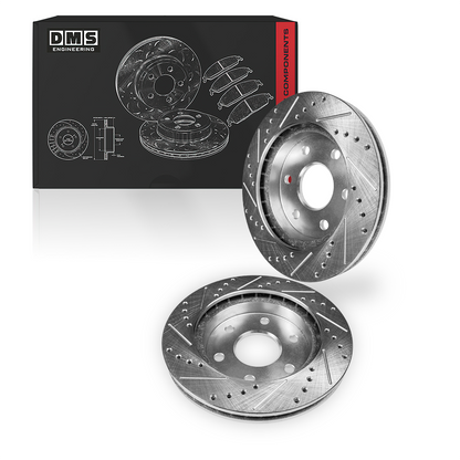 GMC Safari SLE / SLT (2003 - 2005) Front and Rear Drilled & Slotted Brake Rotors and Brake Pads LH + RH
