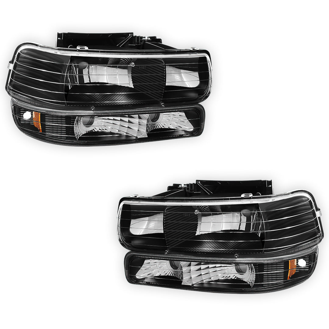 Chevrolet Silverado 2500 HD LS / LT (2001 - 2002) Replacement Headlights and Bumper Lights LH + RH