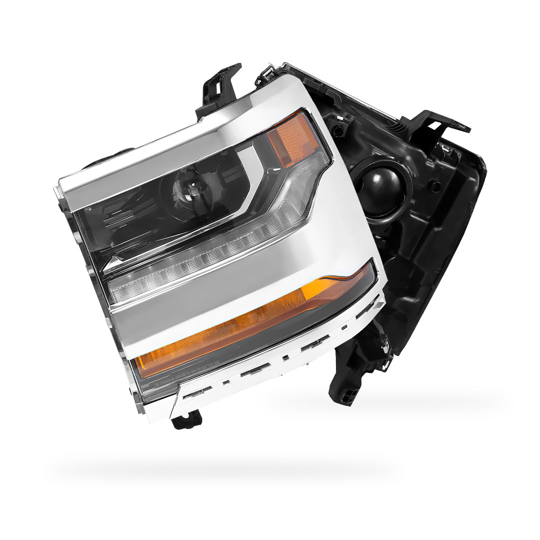 Chevrolet Silverado 1500 (2016 - 2018) LED DRL HID/Xenon Chrome Projector Headlights LH + RH