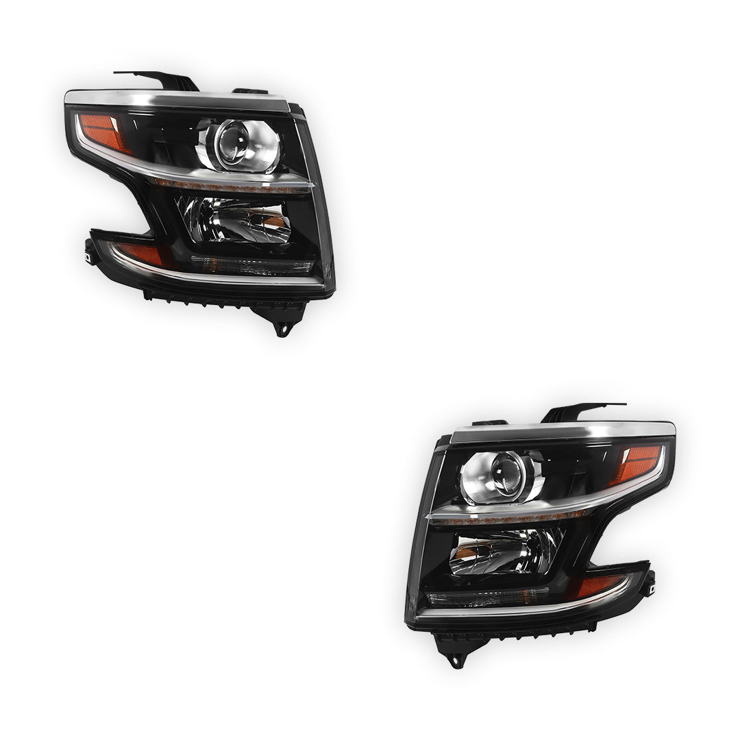 Chevrolet Suburban 3500 HD LS / LT (2016 - 2019) Replacement Black Halogen Headlights LH + RH