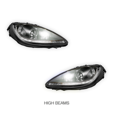 Chevrolet Corvette C6 (2005 - 2013) Sequential LED DRL Halogen Switchback Black Headlights LH + RH