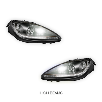 Chevrolet Corvette C6 (2005 - 2013) Sequential LED DRL Halogen Switchback Black Headlights LH + RH