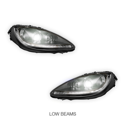 Chevrolet Corvette C6 (2005 - 2013) Sequential LED DRL Halogen Switchback Black Headlights LH + RH