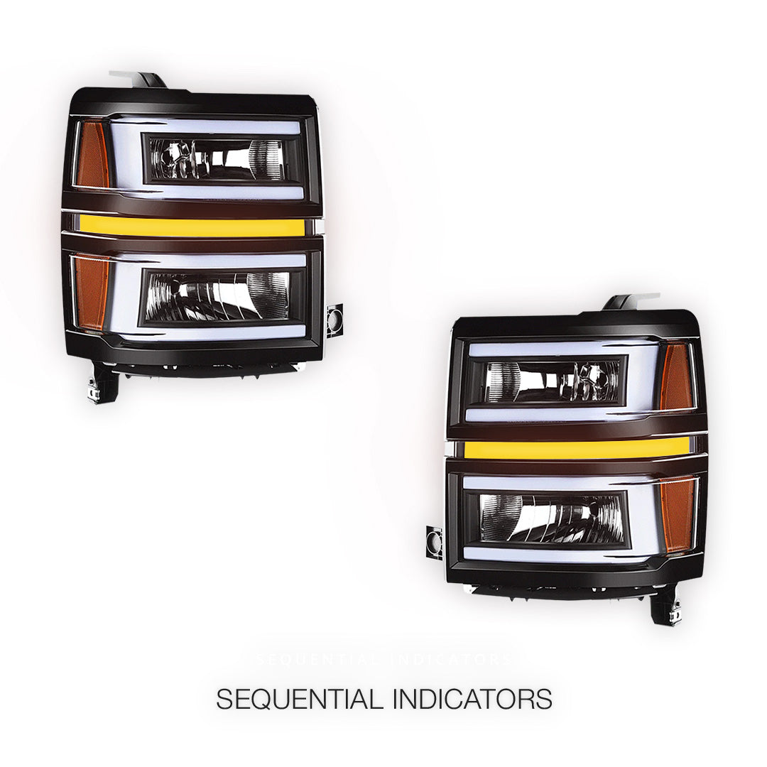 Chevrolet Silverado 1500 LT / LTZ / LS (2014 - 2015) C-LED DRL Sequential Headlights LH + RH