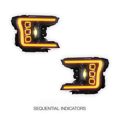 Ford F-150 (2018 - 2020) Full LED Switchback Sequential Projector Headlights LH + RH