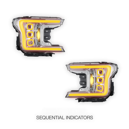 Ford F-150 (2018 - 2020) Full LED Switchback Sequential Projector Headlights LH + RH