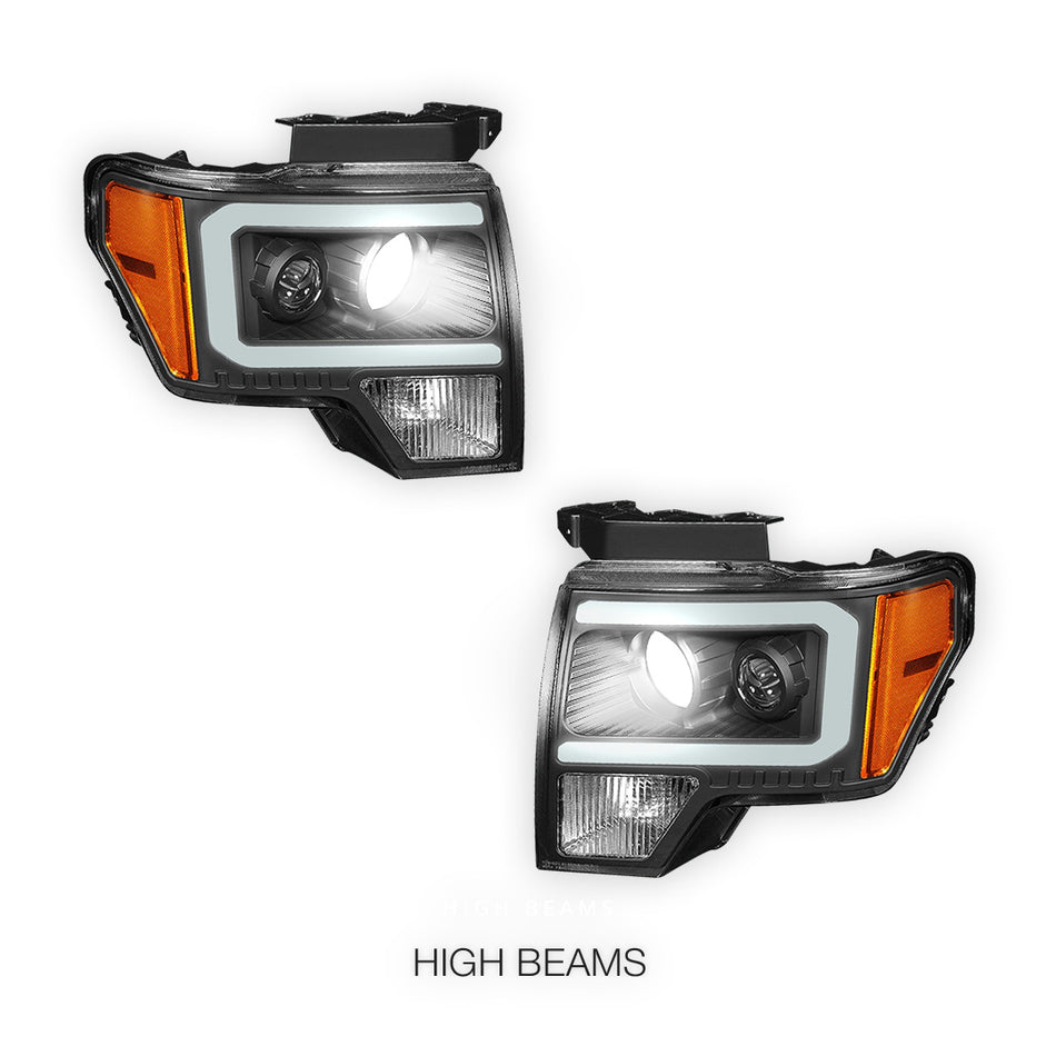 Ford F-150 (2009 - 2014) LED DRL Projector Headlights LH + RH