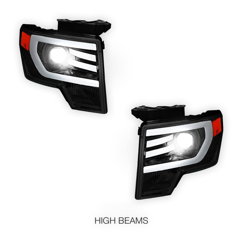 Ford F-150 (2009 - 2014) LED Bar DRL Projector Headlights LH + RH