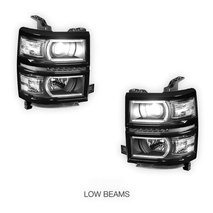Chevrolet Silverado 1500 LT / LTZ / LS (2014 - 2015) LED DRL with U-Strip Projector Headlights LH + RH