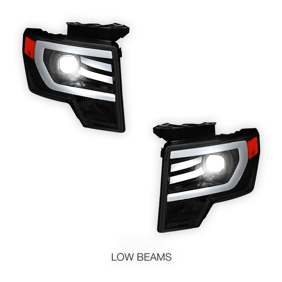 Ford F-150 (2009 - 2014) LED Bar DRL Projector Headlights LH + RH
