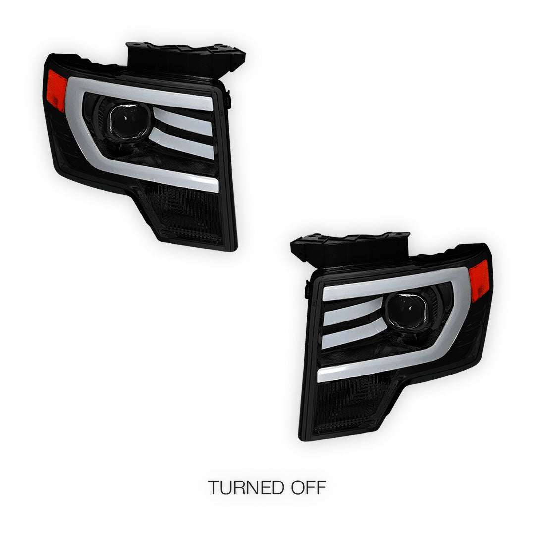 Ford F-150 (2009 - 2014) LED Bar DRL Projector Headlights LH + RH