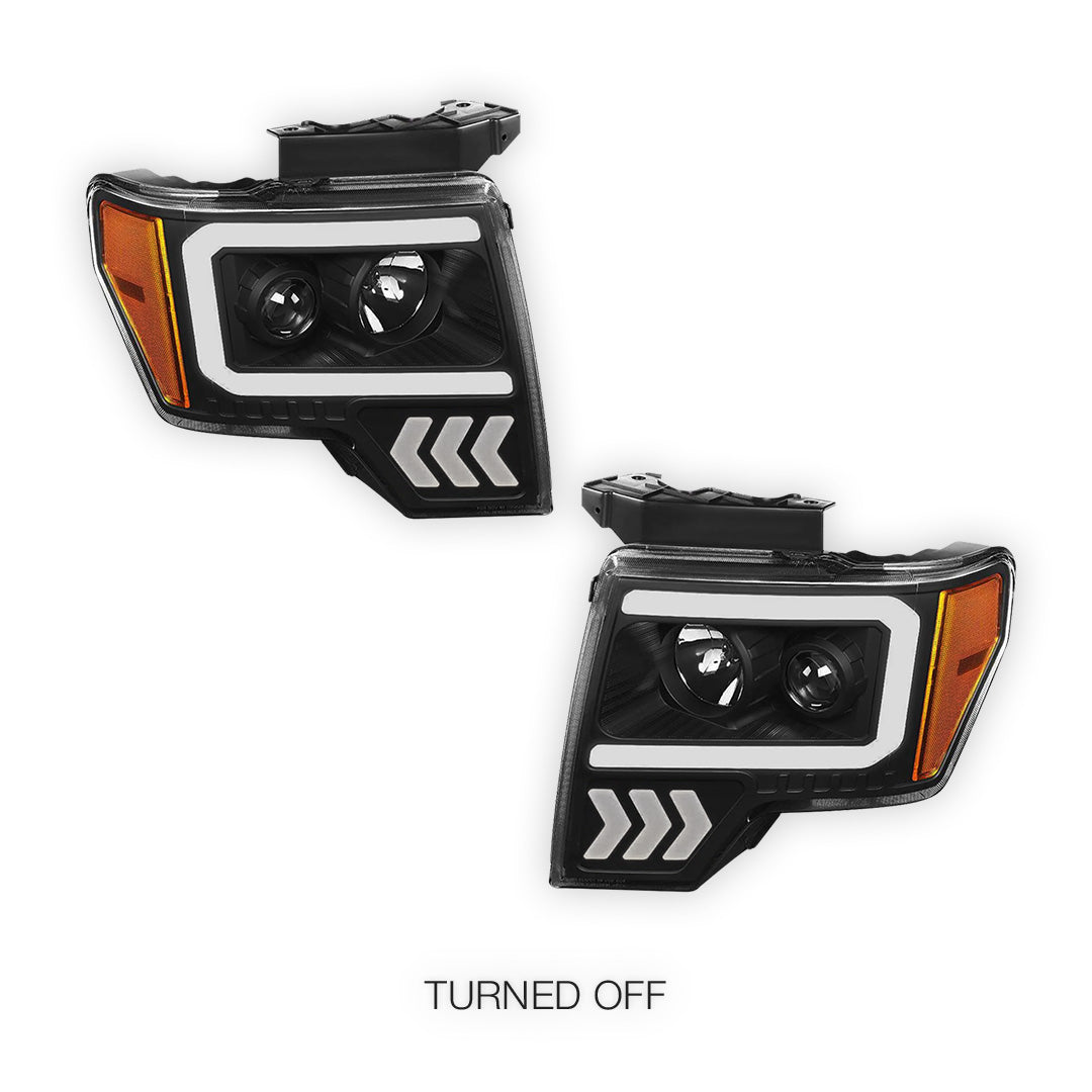 Ford F-150 (2009 - 2014) LED Arrow Turn Signal Projector Headlights LH + RH