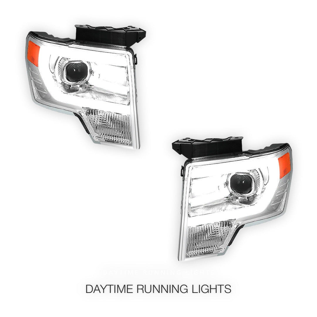 Ford F-150 (2009 - 2014) LED Bar DRL Projector Headlights LH + RH