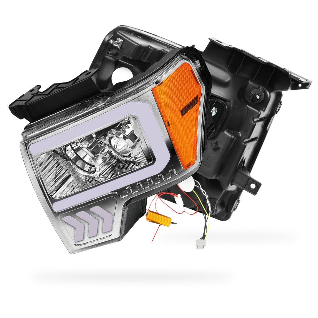 Ford F-150 (2009 - 2014) LED Arrow Turn Signal Projector Headlights LH + RH