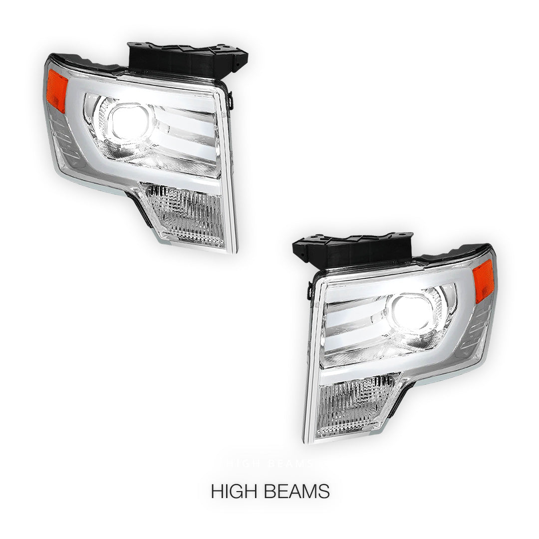 Ford F-150 (2009 - 2014) LED Bar DRL Projector Headlights LH + RH