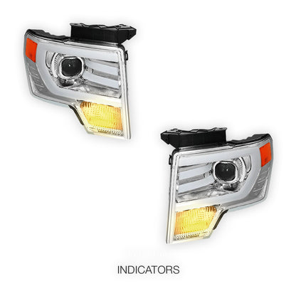 Ford F-150 (2009 - 2014) LED Bar DRL Projector Headlights LH + RH