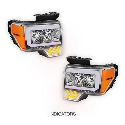 Ford F-150 (2009 - 2014) LED Arrow Turn Signal Projector Headlights LH + RH