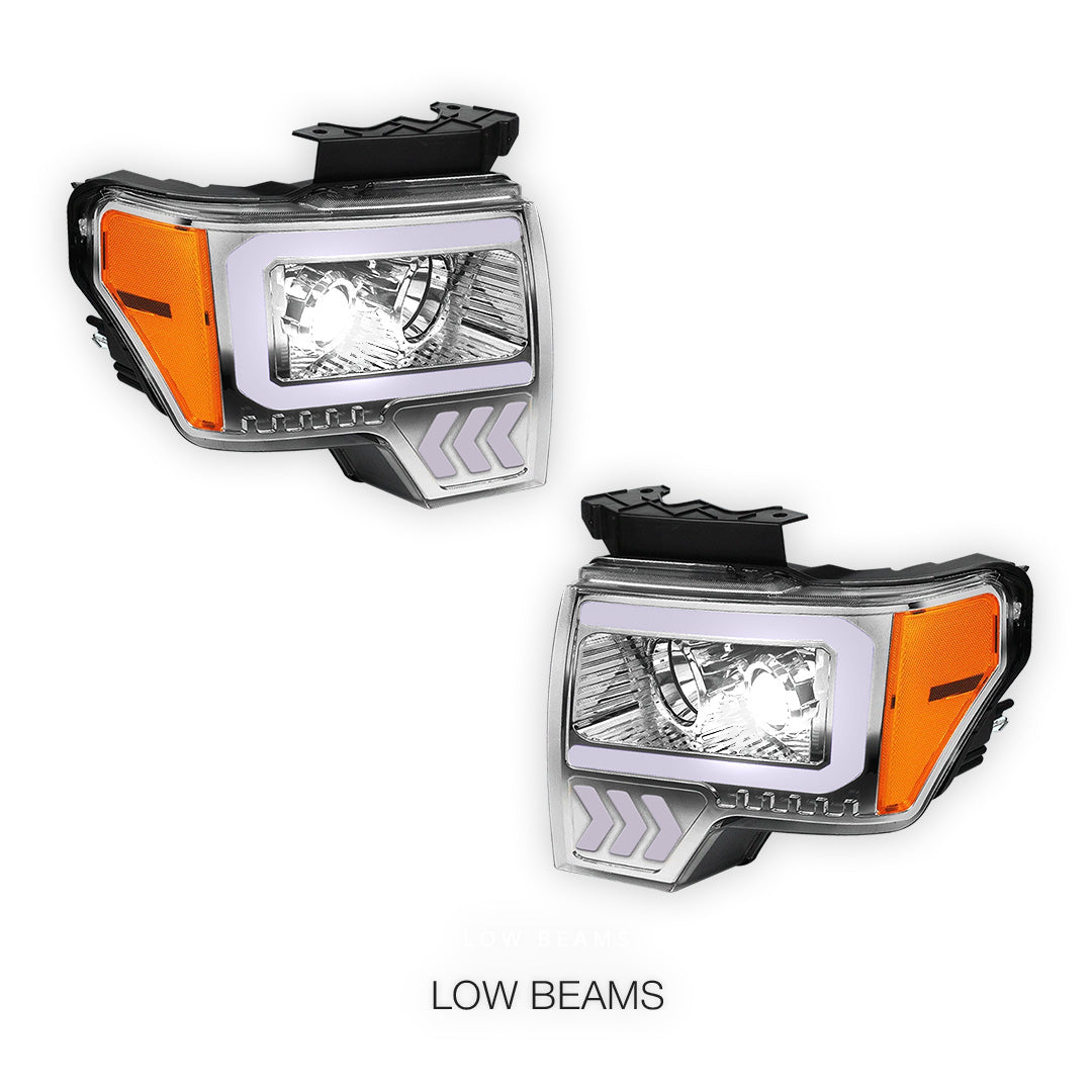Ford F-150 (2009 - 2014) LED Arrow Turn Signal Projector Headlights LH + RH