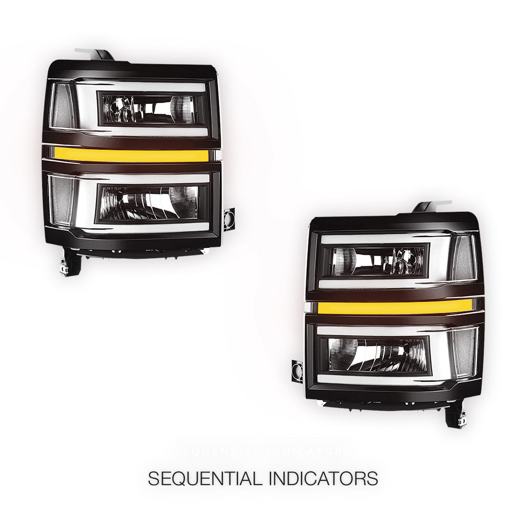 Chevrolet Silverado 1500 LT / LTZ / LS (2014 - 2015) C-LED DRL Sequential Headlights LH + RH